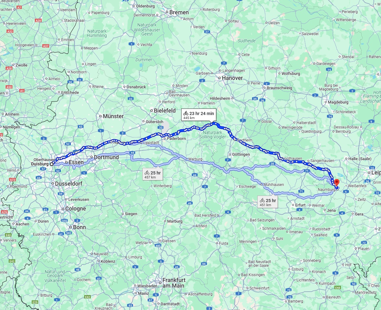 Anreise von Duisburg Zu Saale Über 
