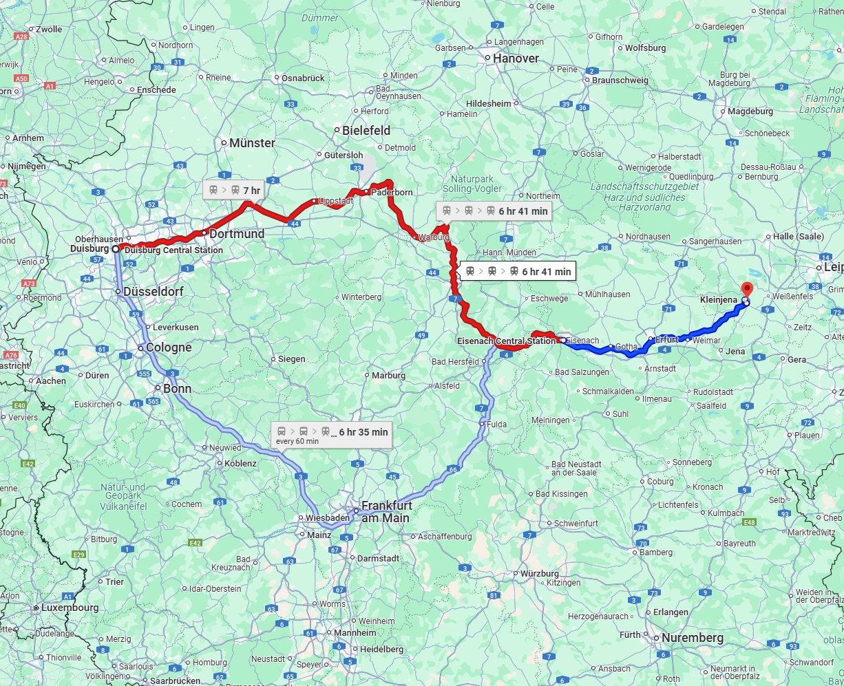Anreise von Duisburg Zu Saale Über 