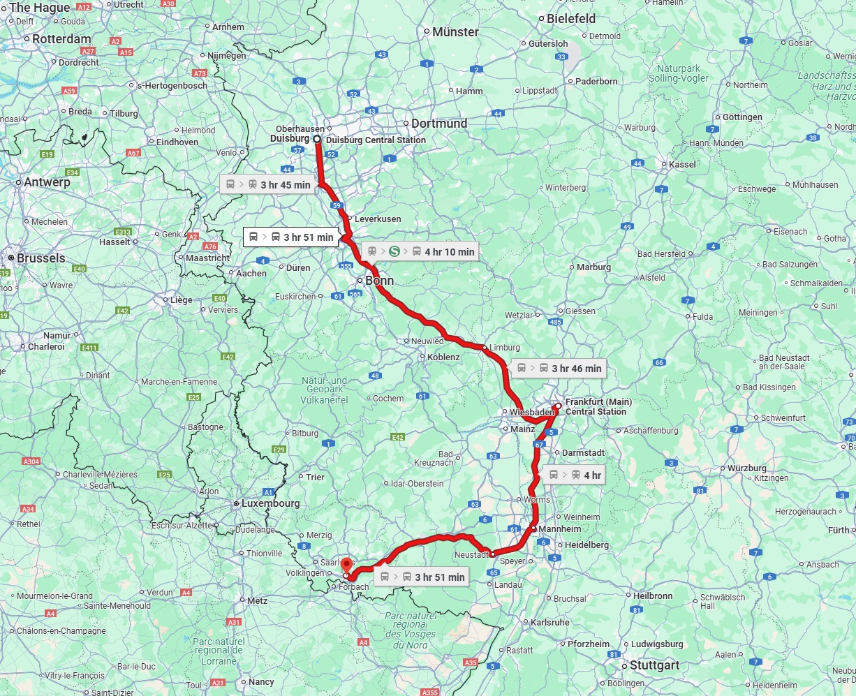 Anreise von Duisburg Zu Saarbrücken Über 