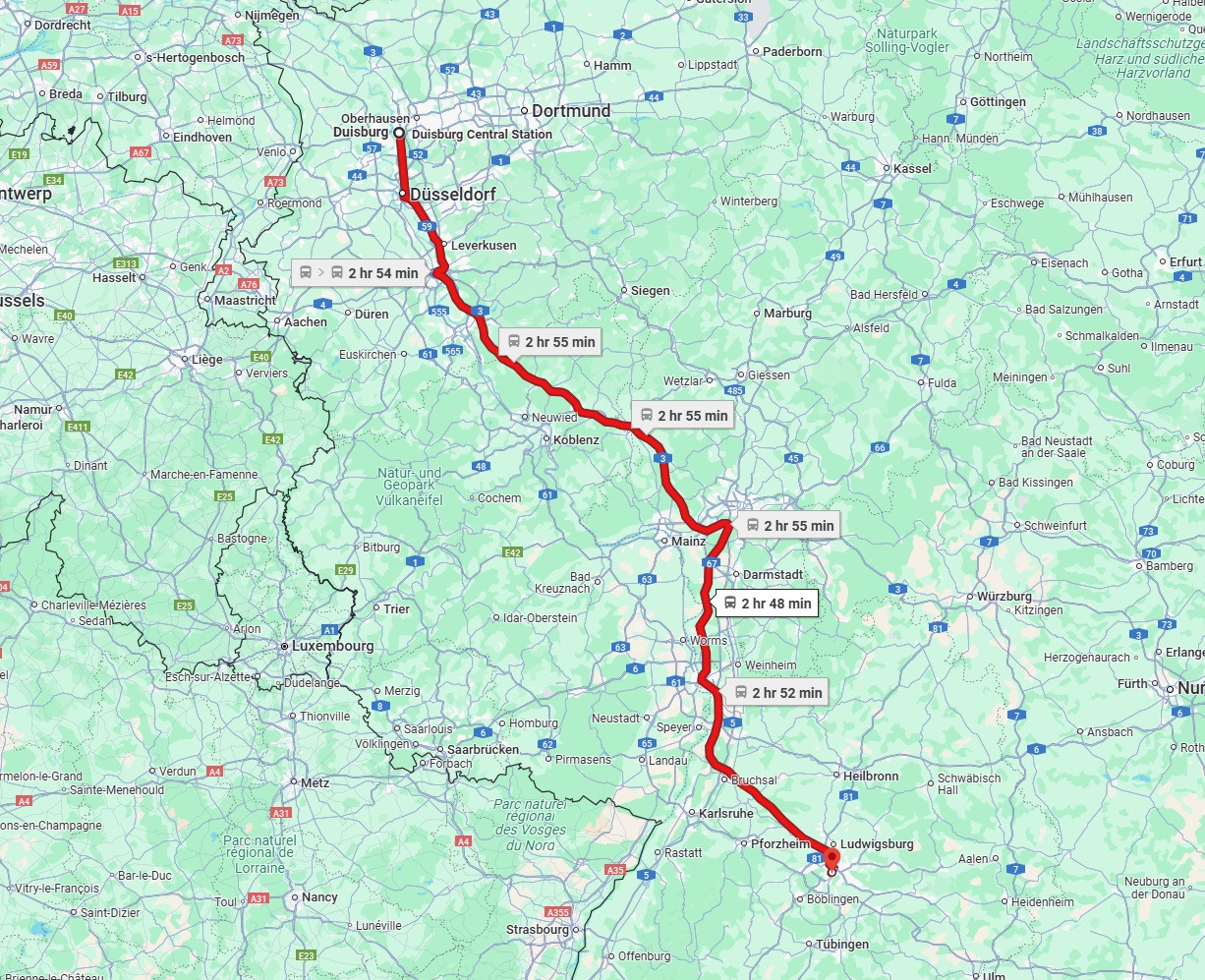 Anreise von Duisburg Zu Stuttgart Über 