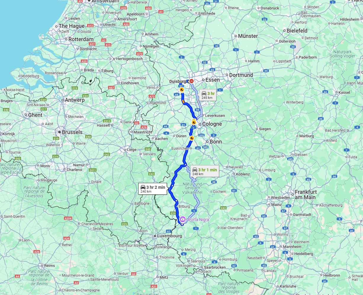 Anreise von Duisburg Zu Trier Über via A1 and B51