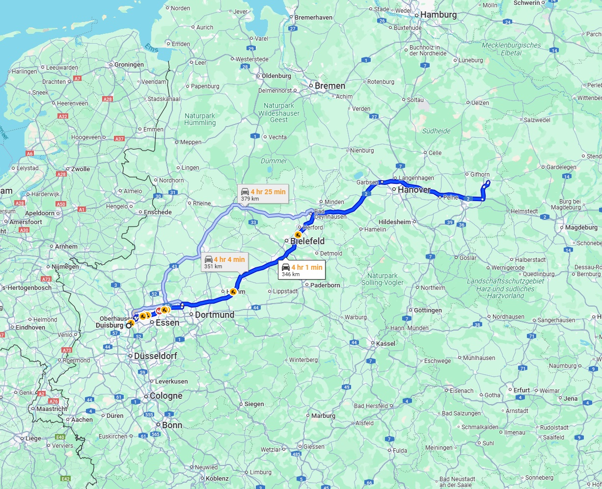 Anreise von Duisburg Zu Wolfsburg Über via A2