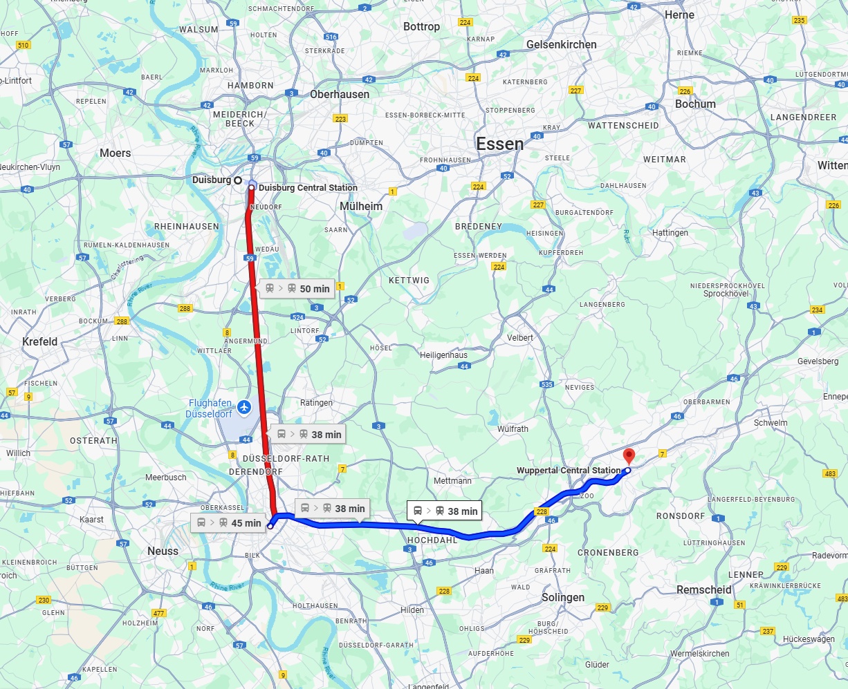 Anreise von Duisburg Zu Wuppertal Über 