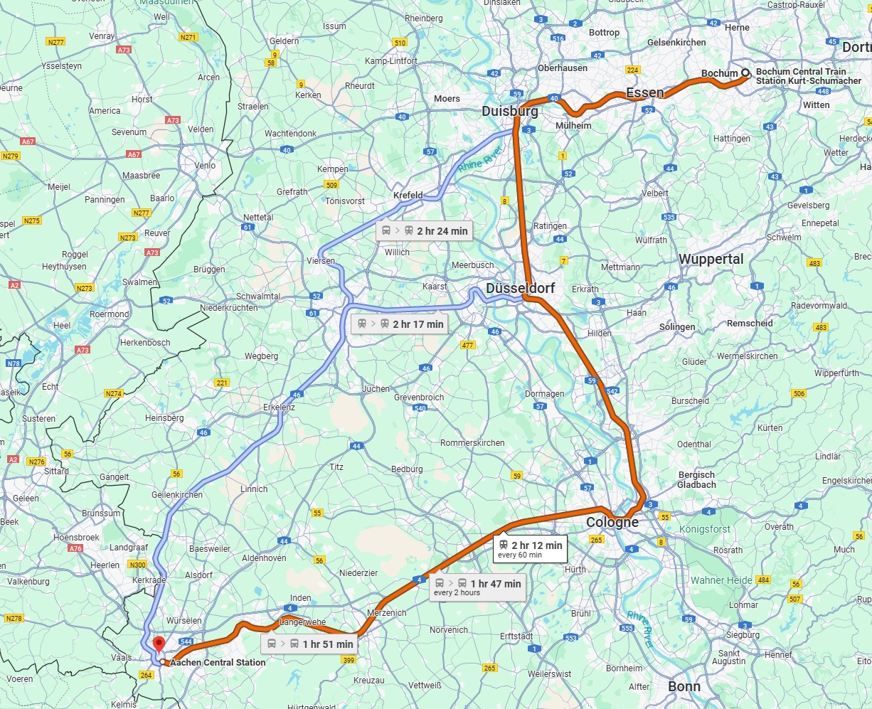 Anreise von Bochum Zu Aachen Über 