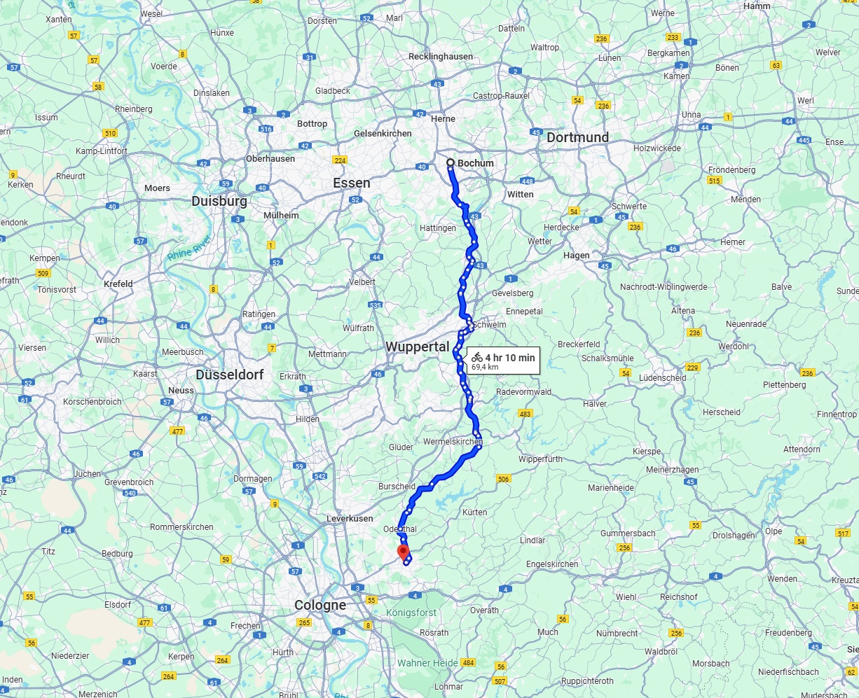 Anreise von Bochum Zu Bergisch Gladbach Über 
