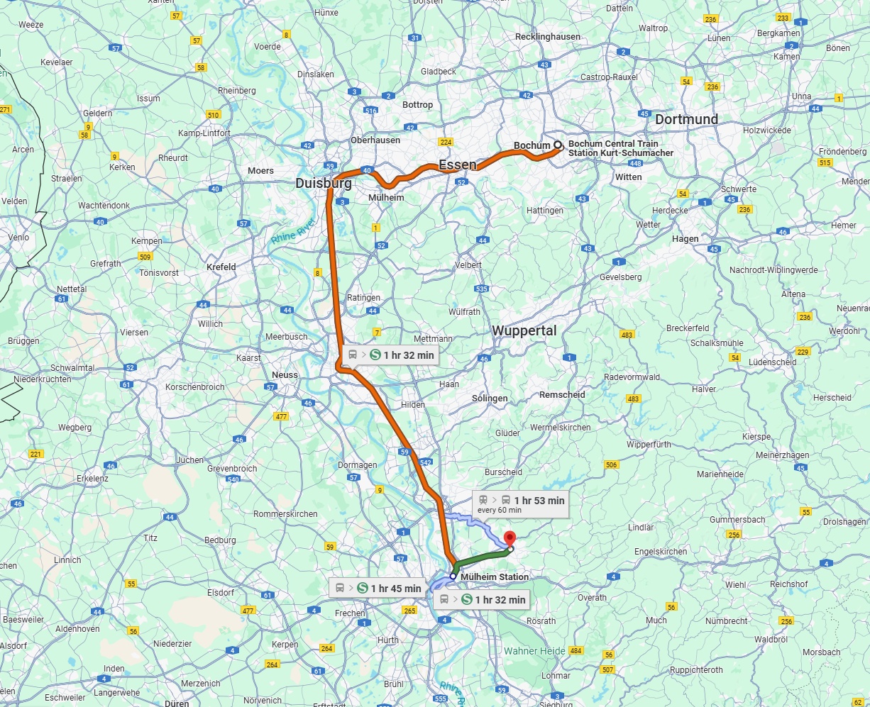 Anreise von Bochum Zu Bergisch Gladbach Über 