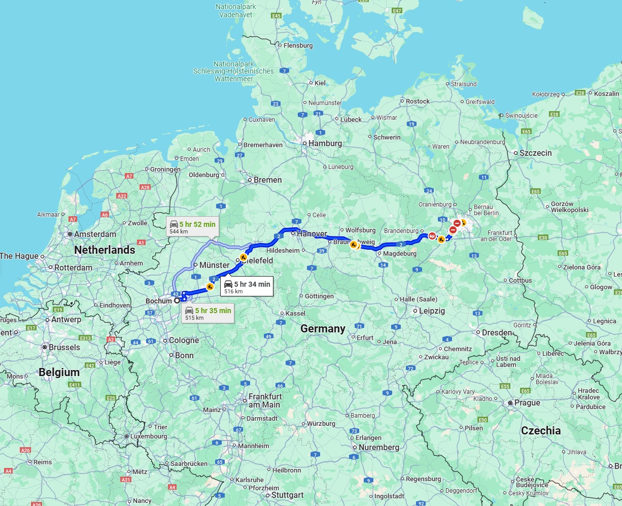 Anreise von Bochum Zu Berlin Über via A2