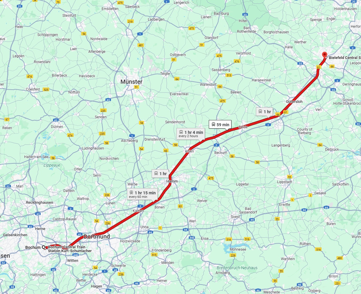 Anreise von Bochum Zu Bielefeld Über 