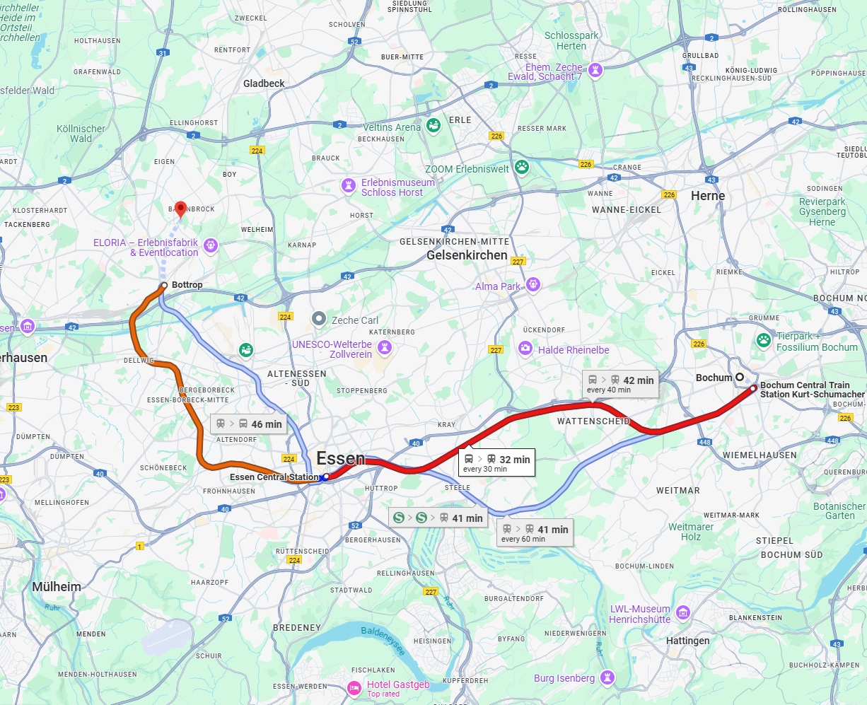 Anreise von Bochum Zu Bottrop Über 