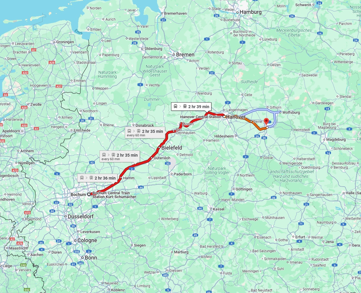 Anreise von Bochum Zu Braunschweig Über 