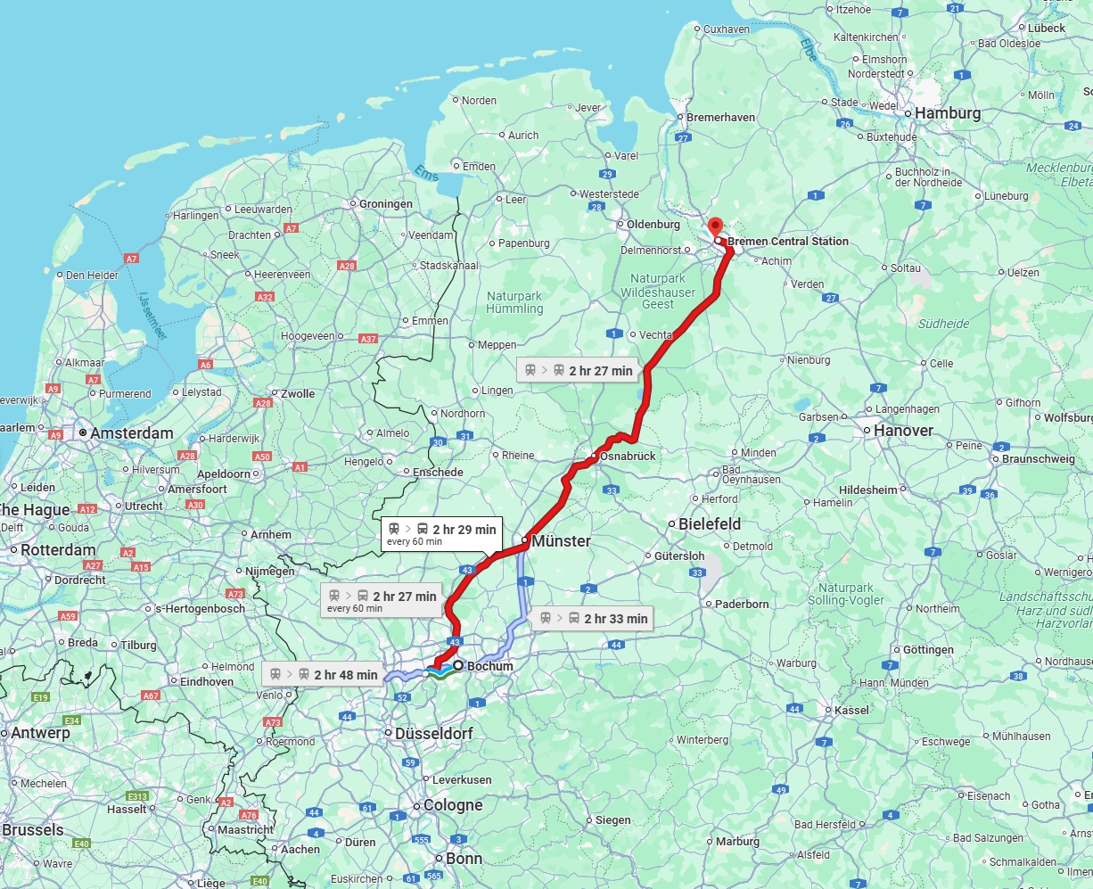 Anreise von Bochum Zu Bremen Über 