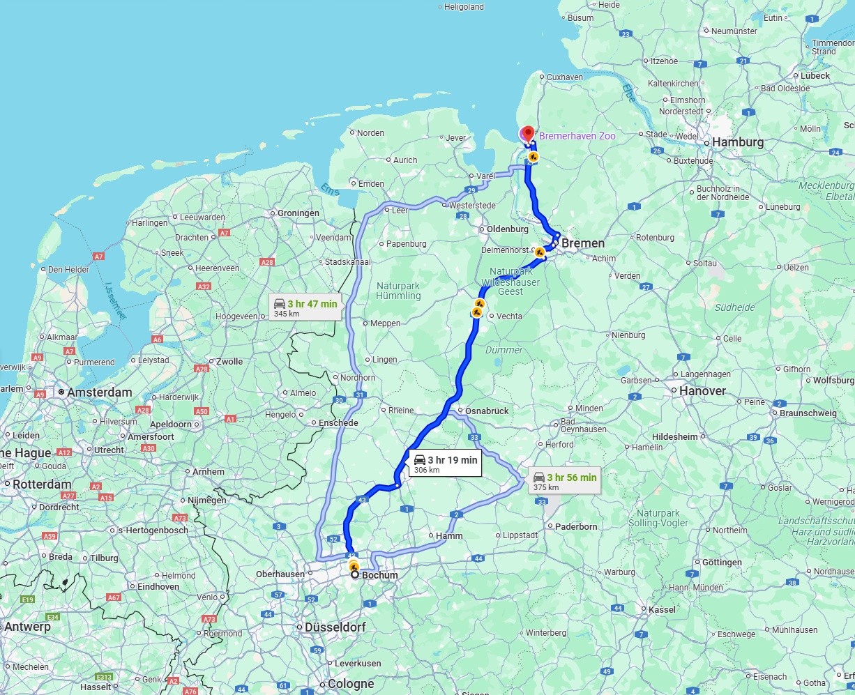 Anreise von Bochum Zu Bremerhaven Über via A1