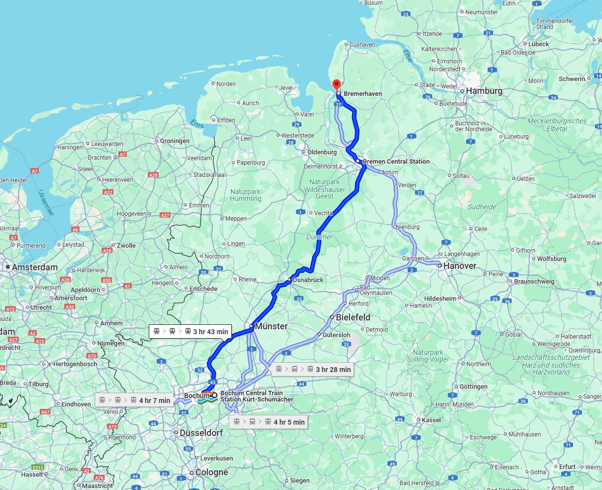 Anreise von Bochum Zu Bremerhaven Über 