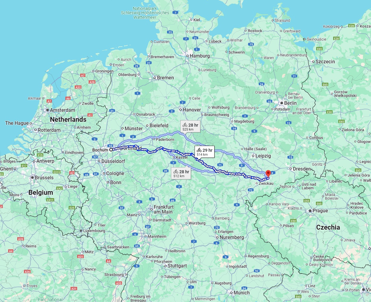 Anreise von Bochum Zu Chemnitz Über 