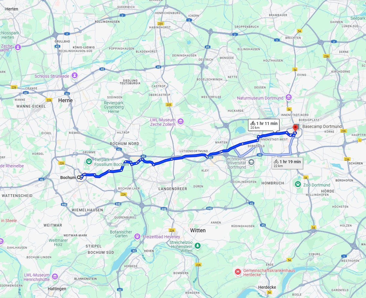 Anreise von Bochum Zu Dortmund Über 