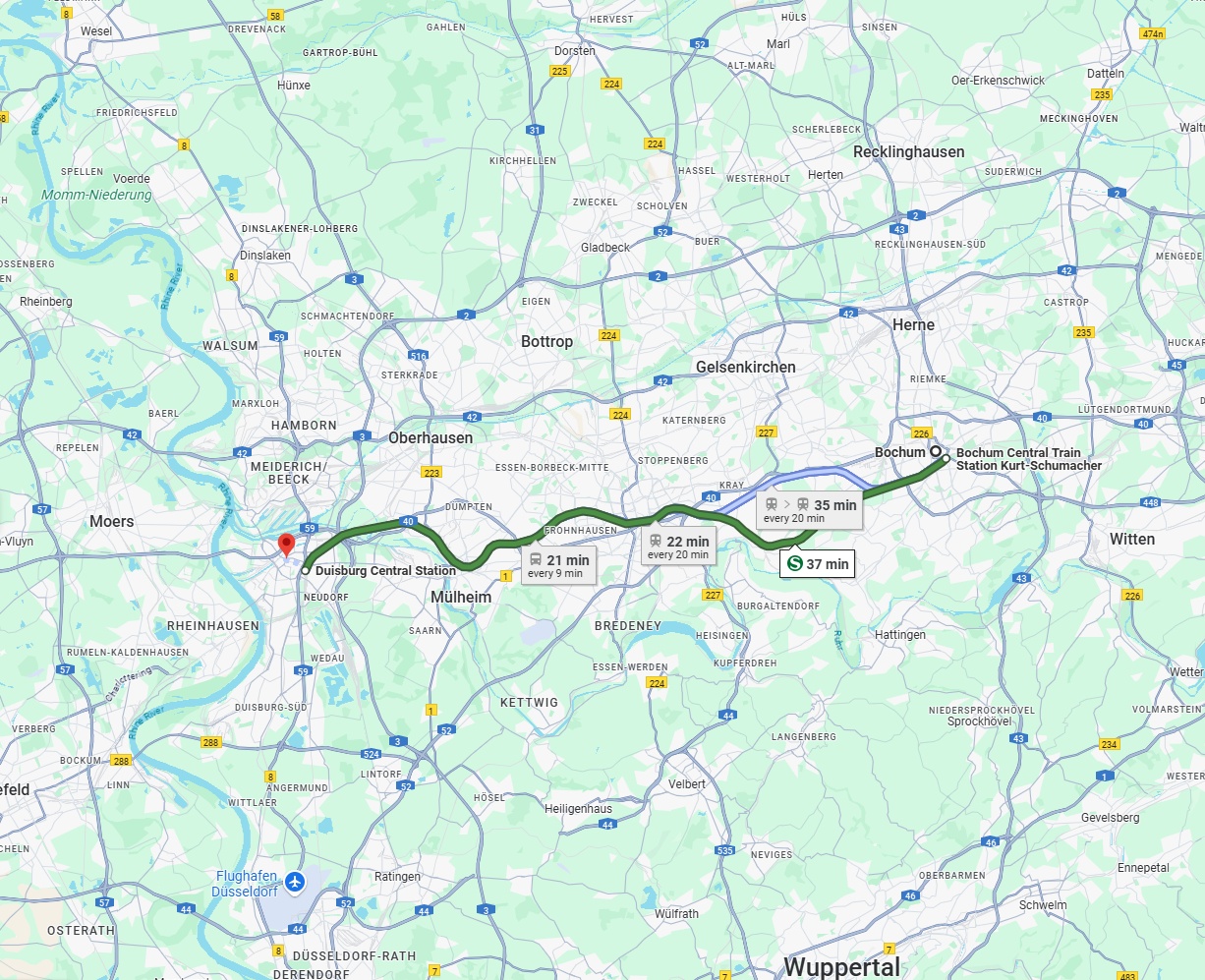 Anreise von Bochum Zu Duisburg Über 