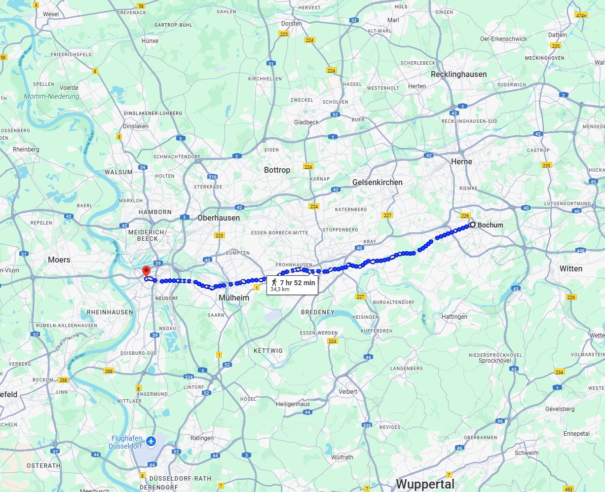 Anreise von Bochum Zu Duisburg Über 