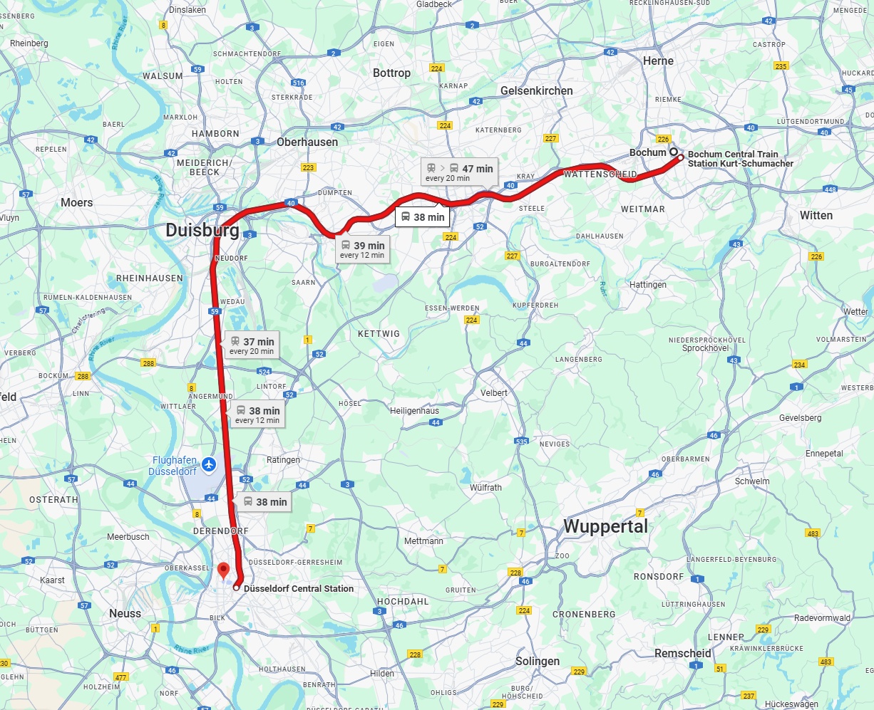 Anreise von Bochum Zu Düsseldorf Über 