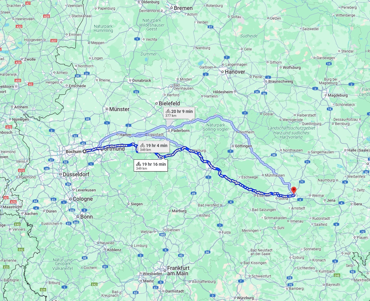 Anreise von Bochum Zu Erfurt Über 