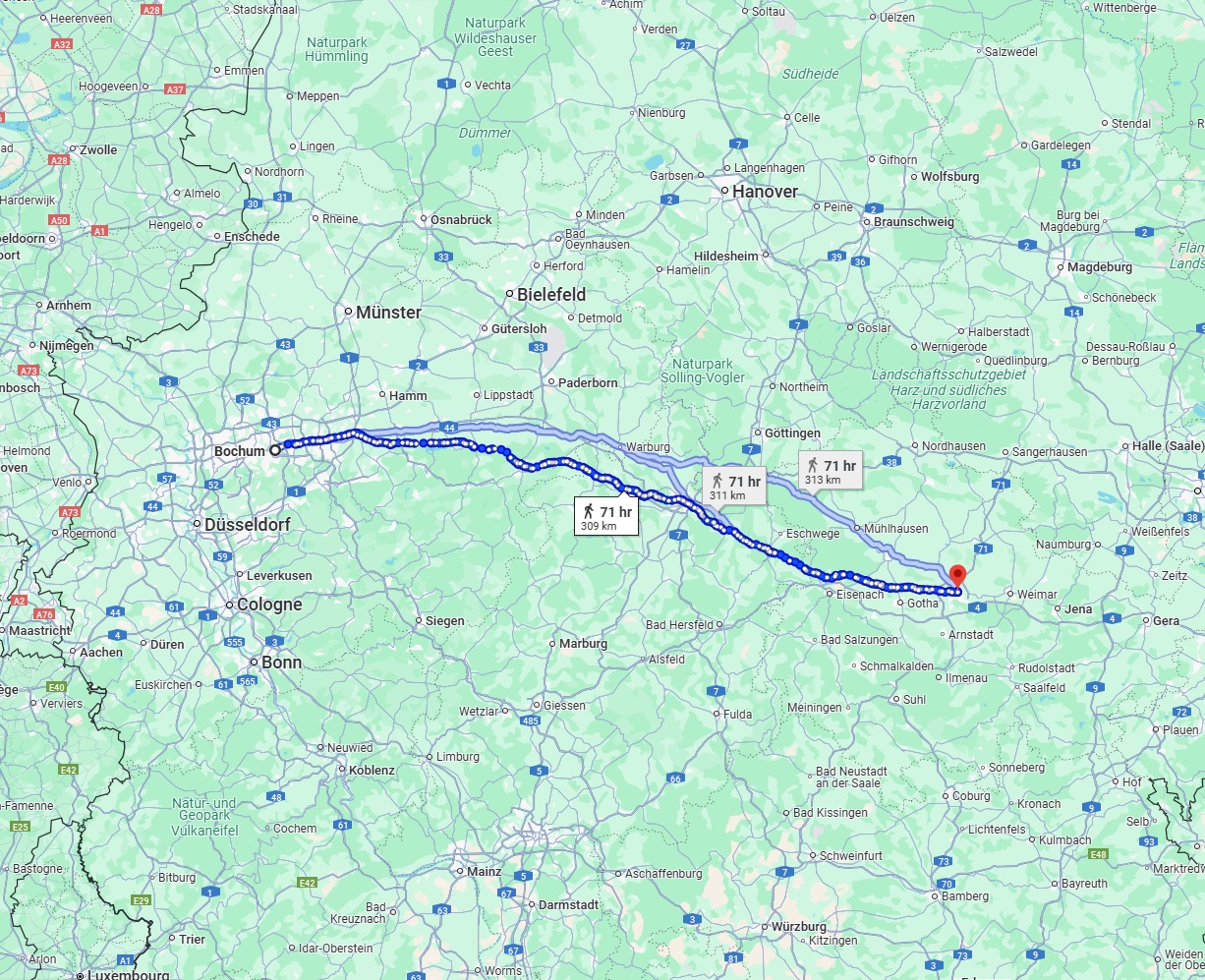 Anreise von Bochum Zu Erfurt Über 