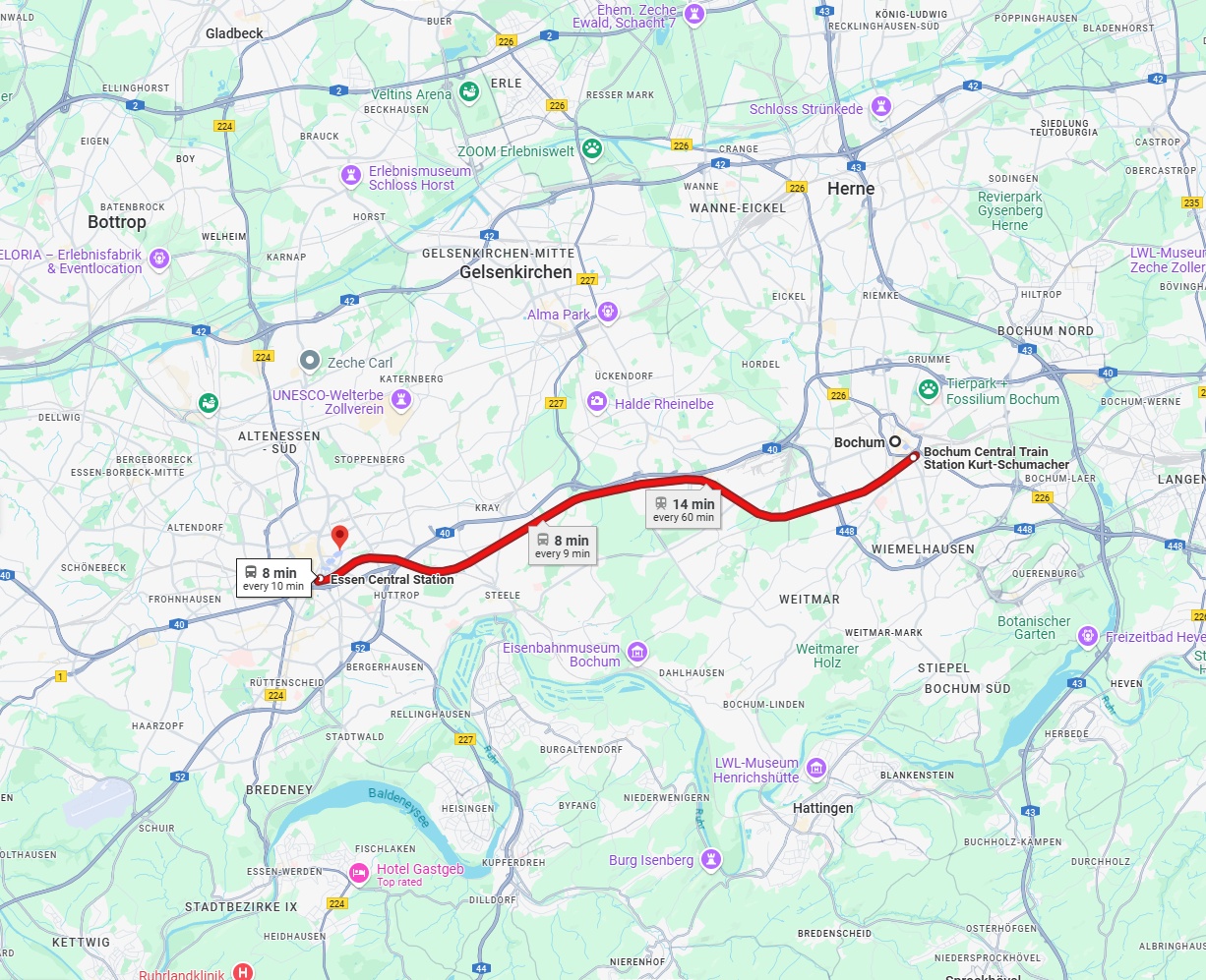 Anreise von Bochum Zu Essen Über 