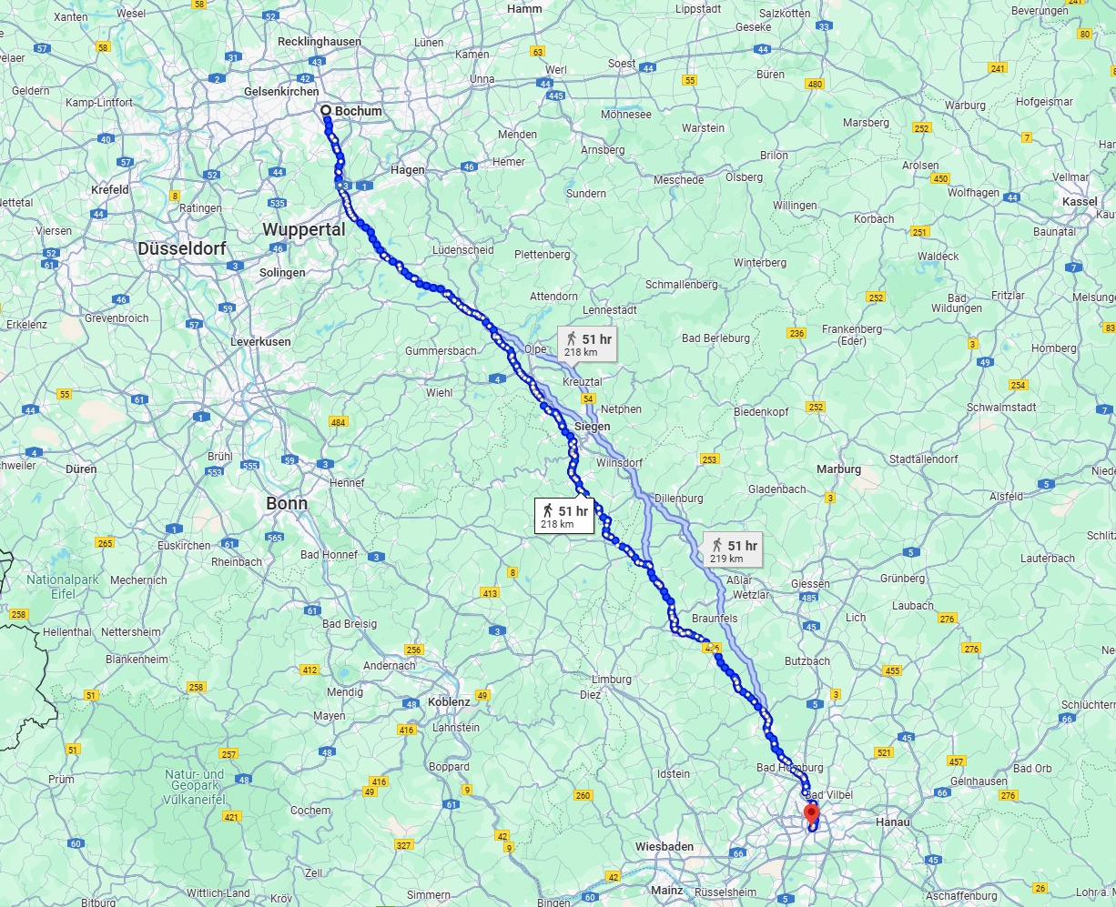 Anreise von Bochum Zu Frankfurt am Main Über 