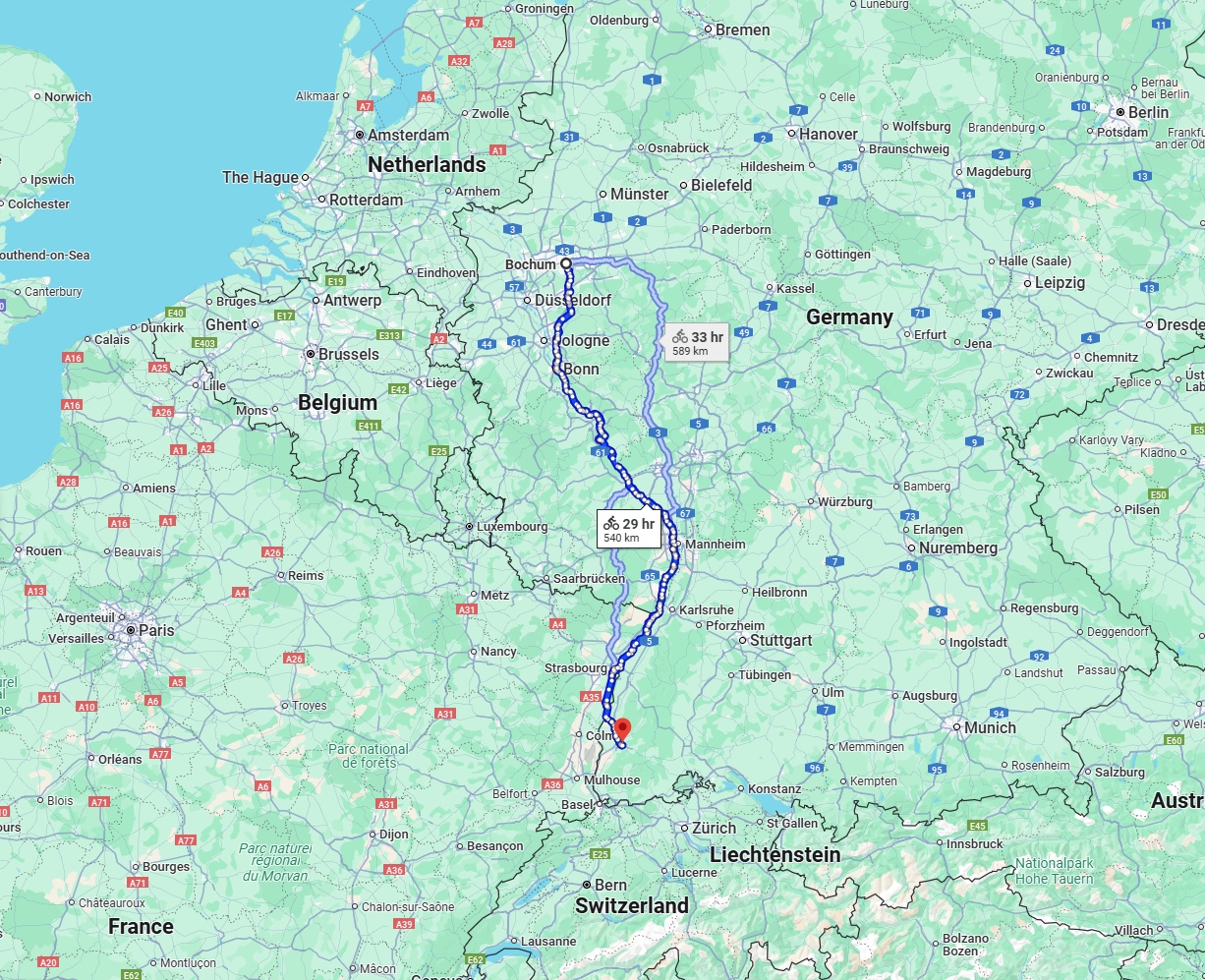 Anreise von Bochum Zu Freiburg im Breisgau Über 