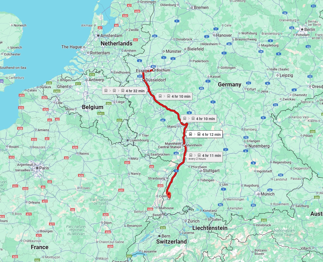 Anreise von Bochum Zu Freiburg im Breisgau Über 