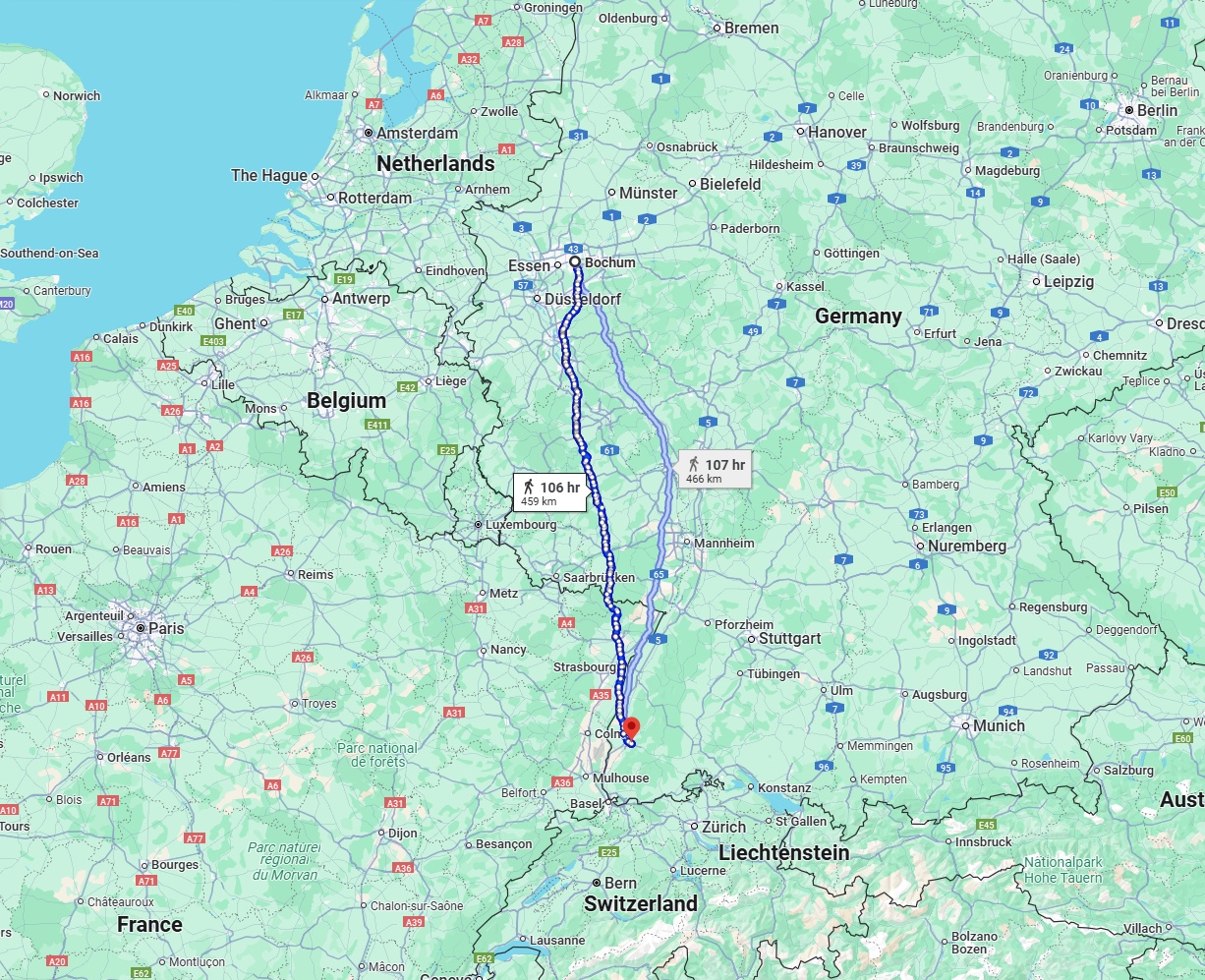 Anreise von Bochum Zu Freiburg im Breisgau Über 