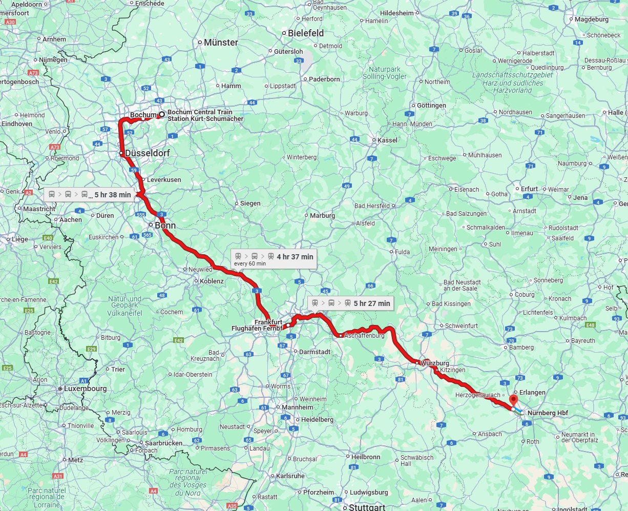 Anreise von Bochum Zu Fürth Über 