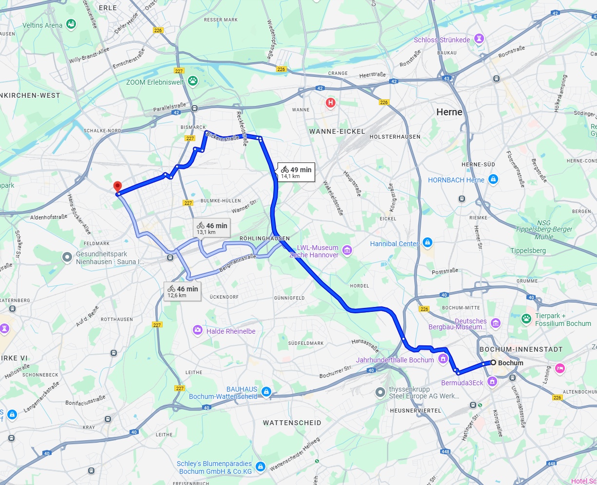 Anreise von Bochum Zu Gelsenkirchen Über 