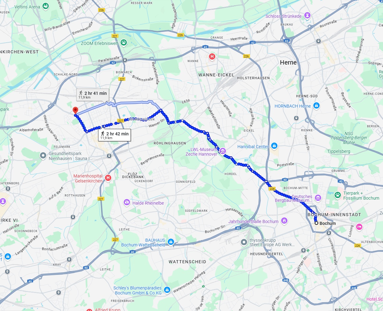Anreise von Bochum Zu Gelsenkirchen Über 