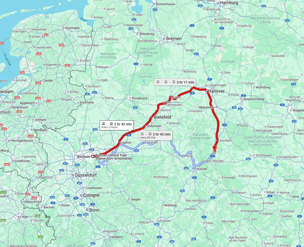 Anreise von Bochum Zu Göttingen Über 