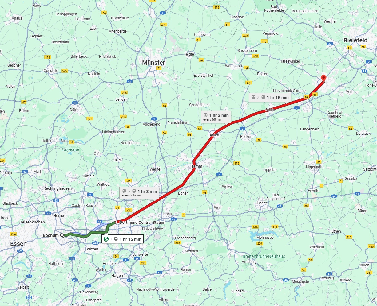 Anreise von Bochum Zu Gütersloh Über 