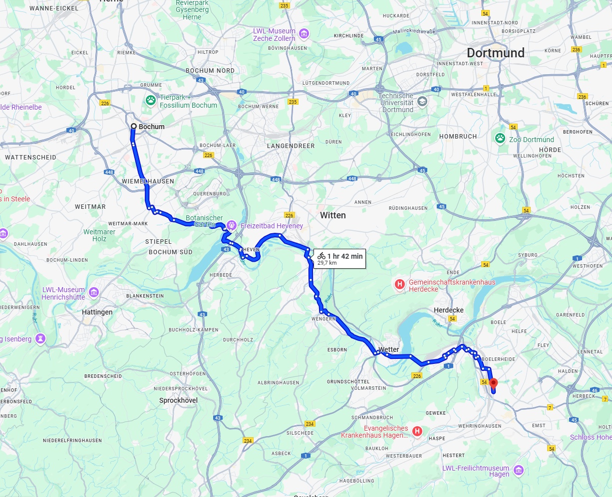 Anreise von Bochum Zu Hagen Über 