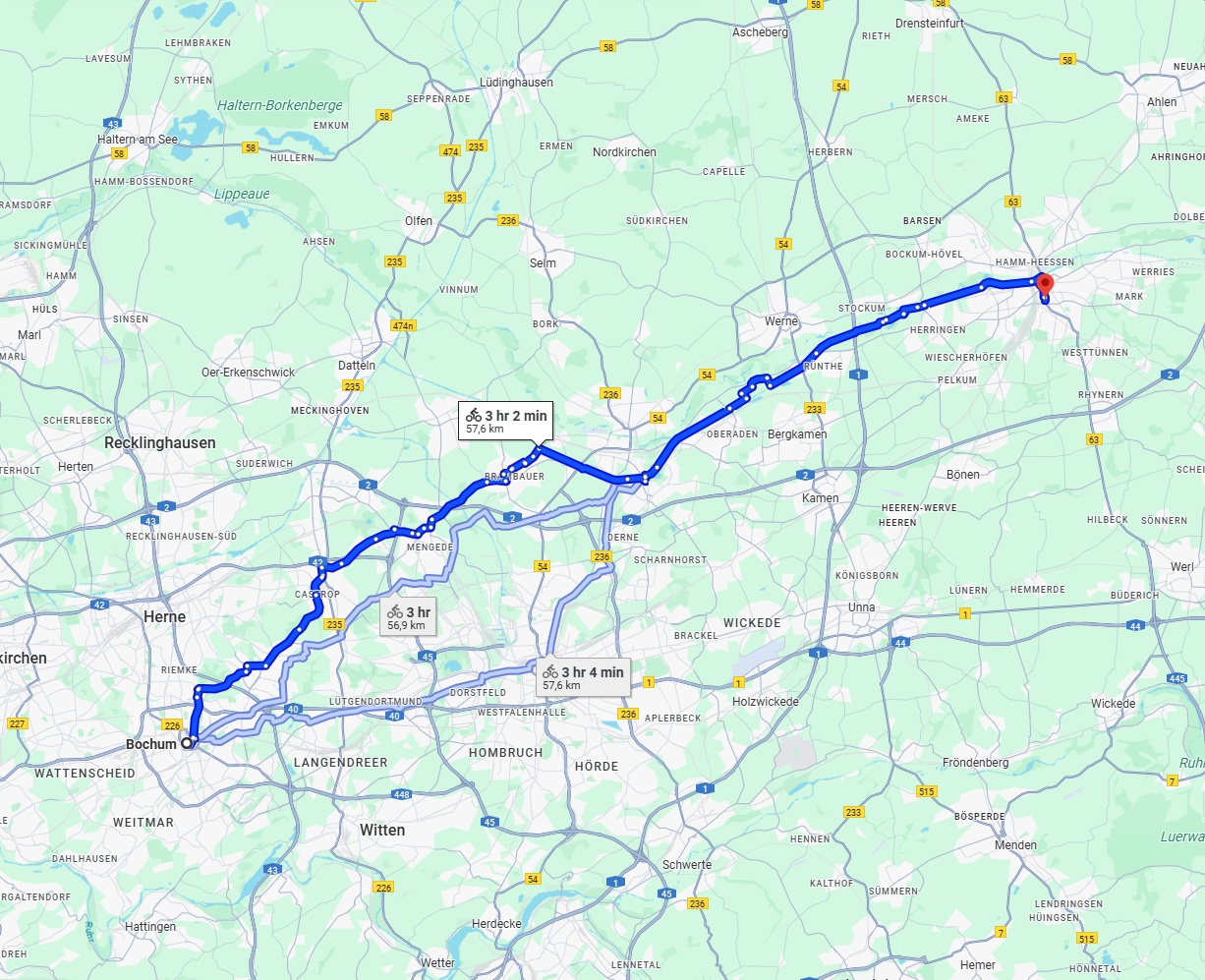 Anreise von Bochum Zu Hamm Über 