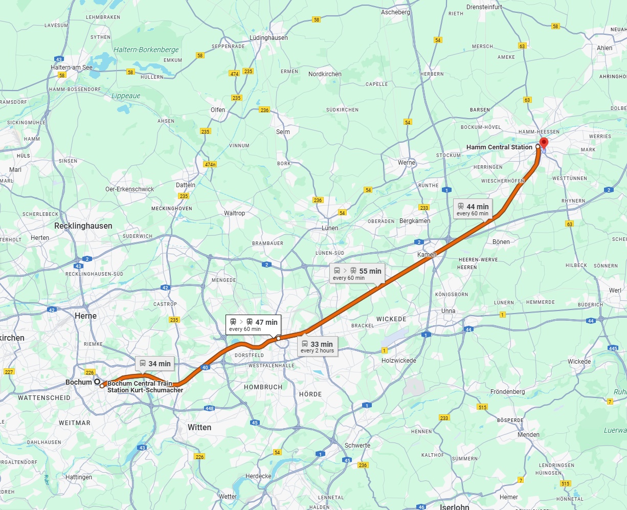 Anreise von Bochum Zu Hamm Über 