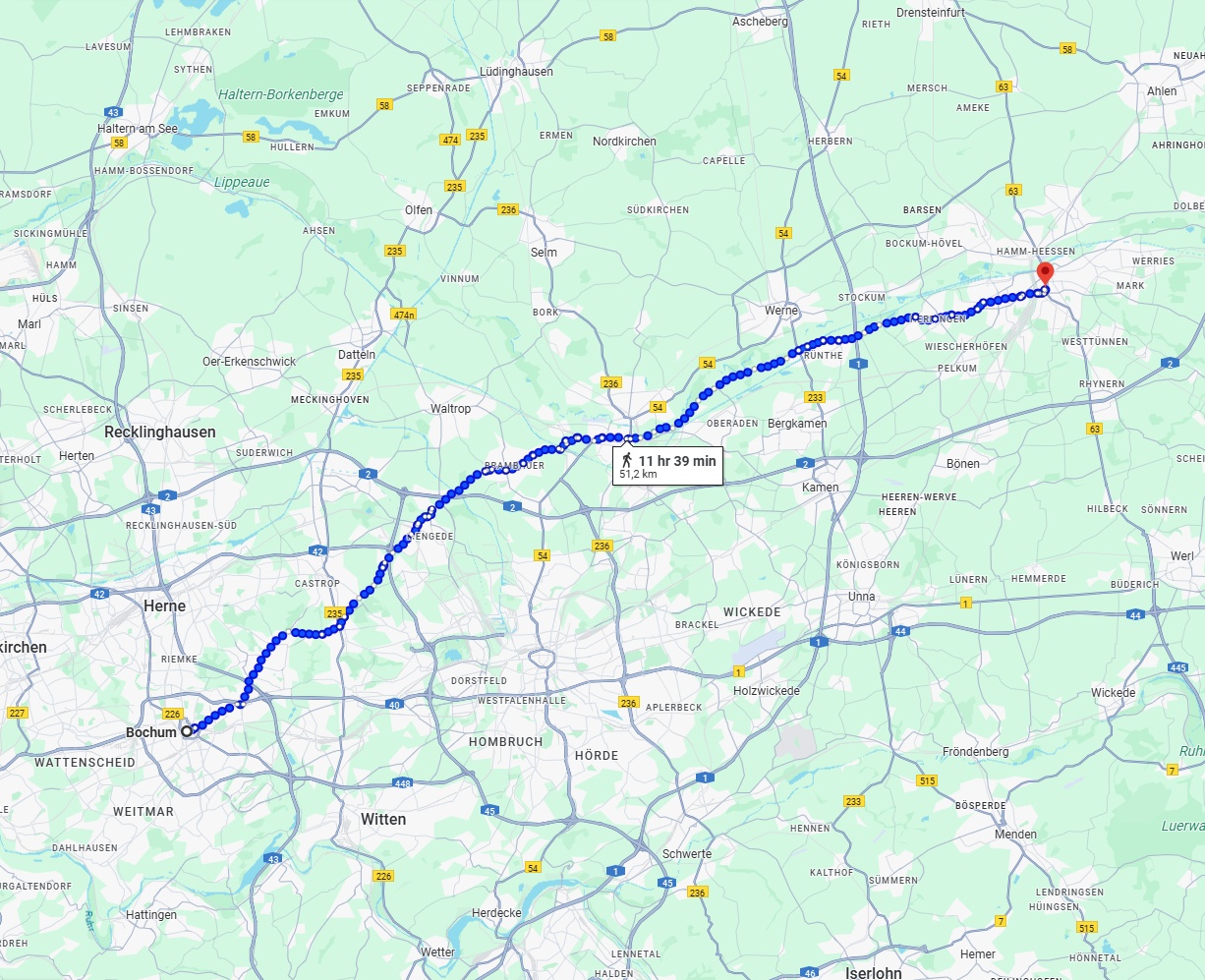 Anreise von Bochum Zu Hamm Über 