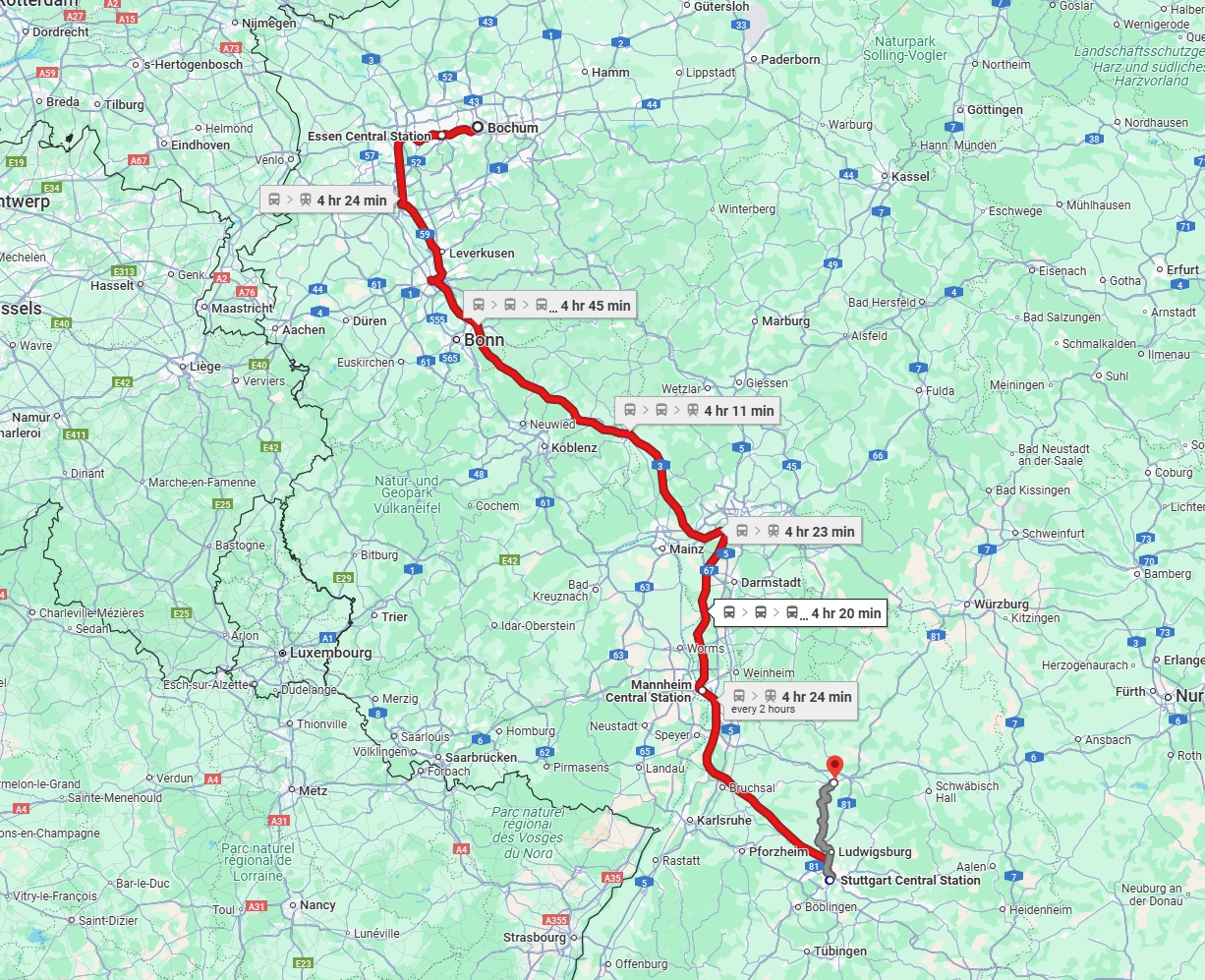 Anreise von Bochum Zu Heilbronn Über 