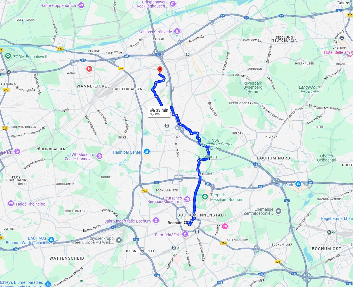 Anreise von Bochum Zu Herne Über 