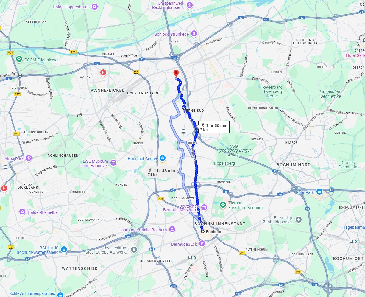 Anreise von Bochum Zu Herne Über 
