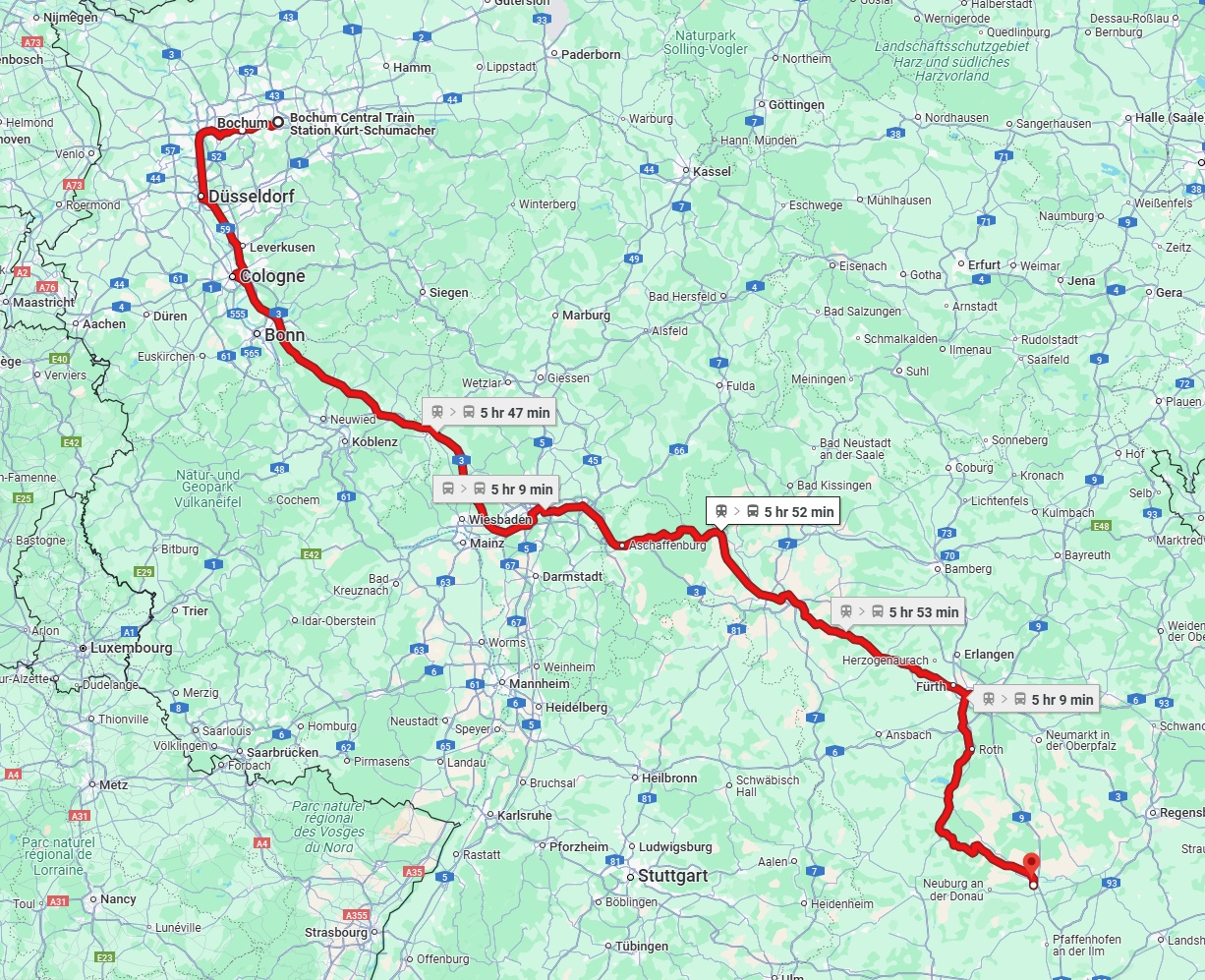 Anreise von Bochum Zu Ingolstadt Über 