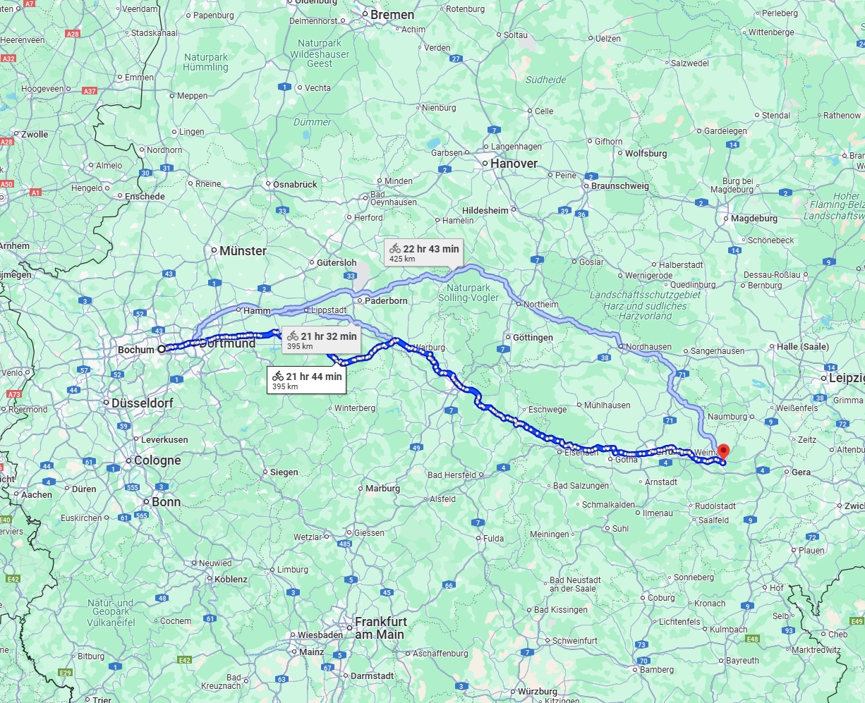 Anreise von Bochum Zu Jena Über 