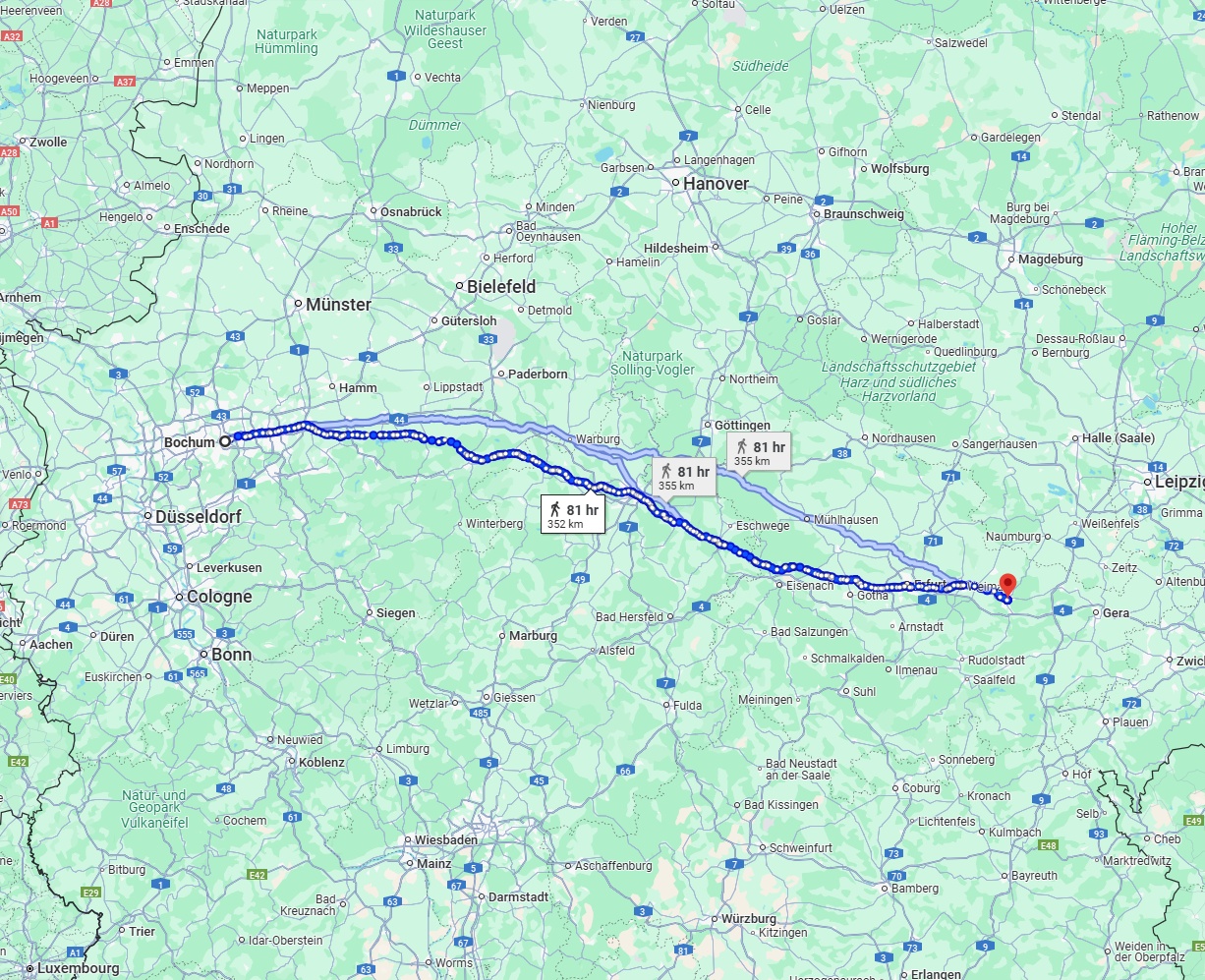 Anreise von Bochum Zu Jena Über 