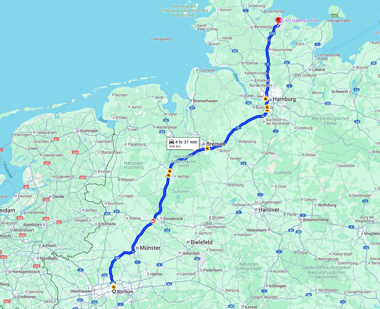 Anreise von Bochum Zu Kiel Über via A1