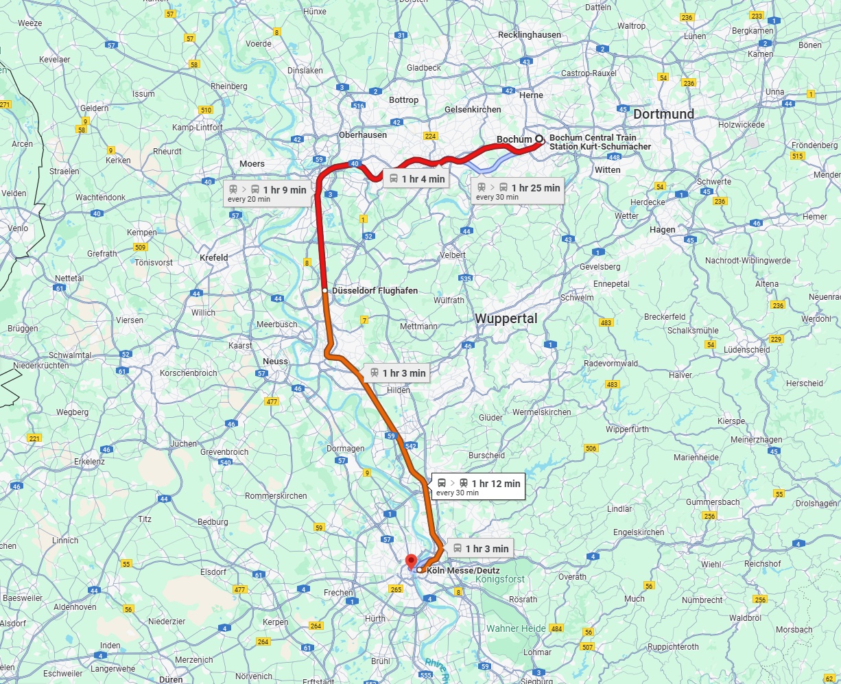 Anreise von Bochum Zu Köln Über 