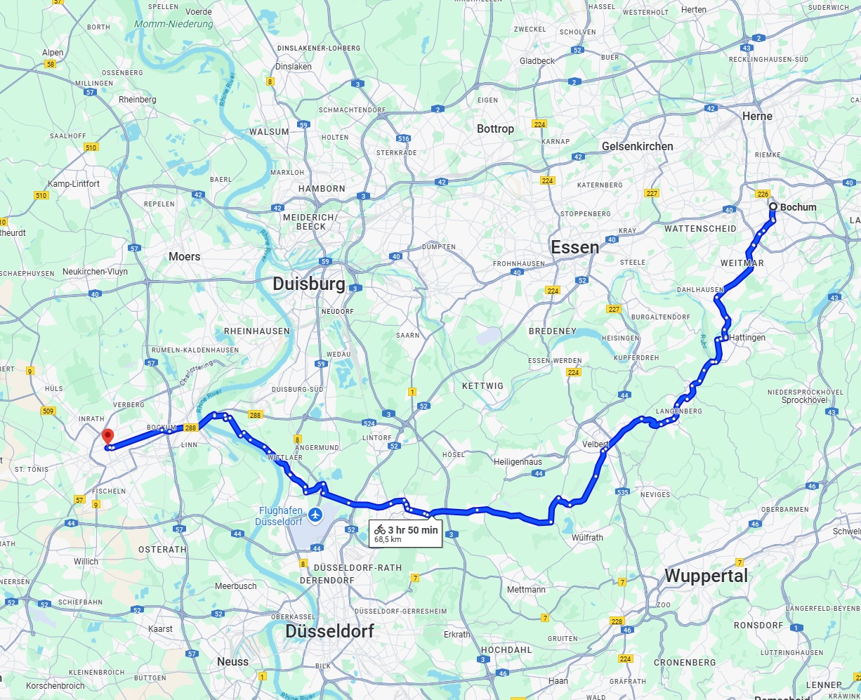 Anreise von Bochum Zu Krefeld Über 