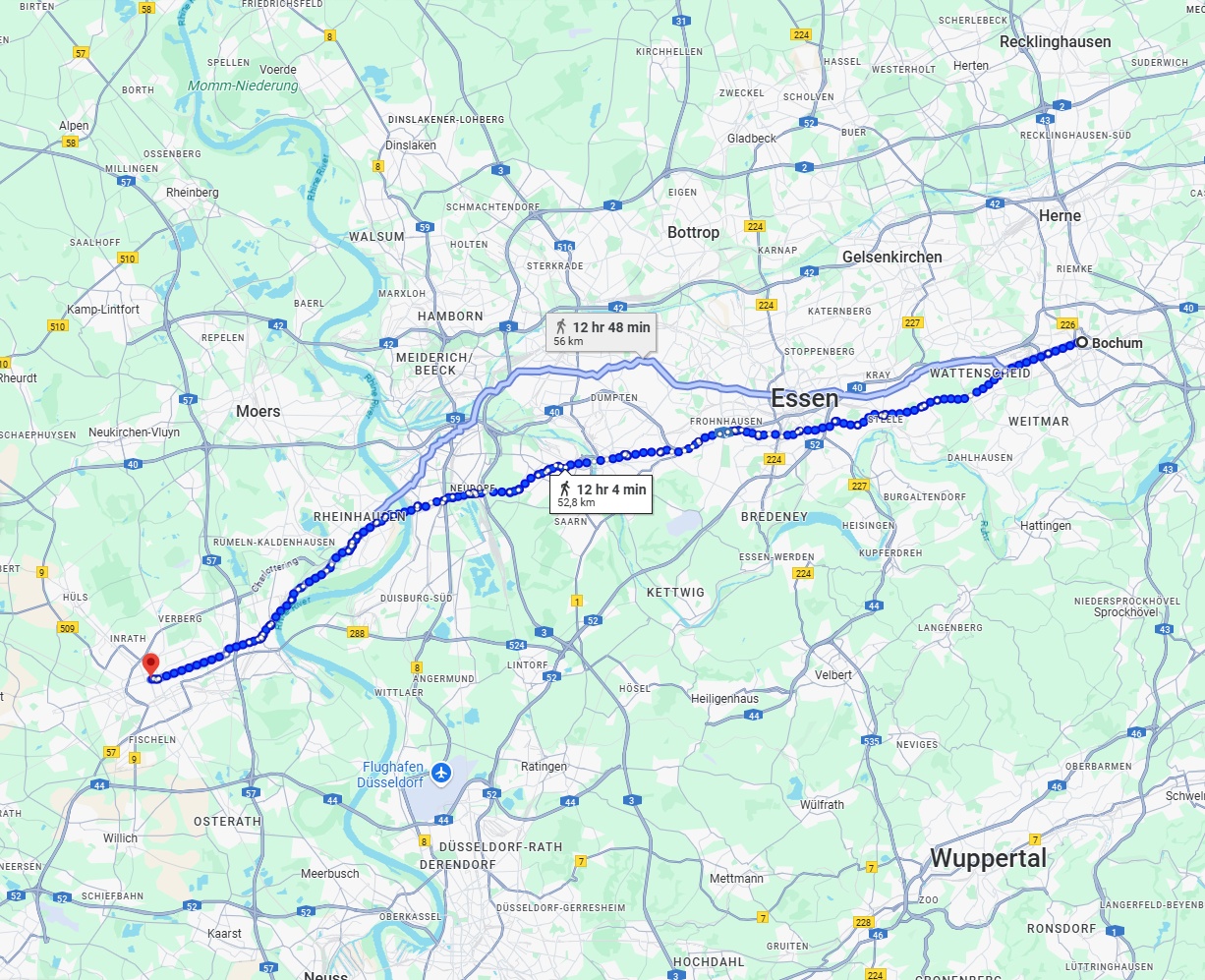 Anreise von Bochum Zu Krefeld Über 