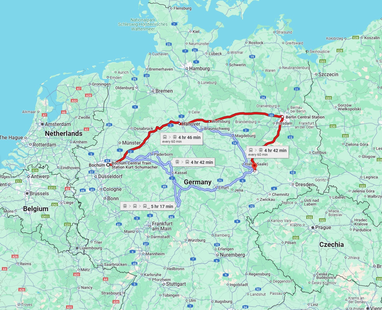 Anreise von Bochum Zu Leipzig Über 