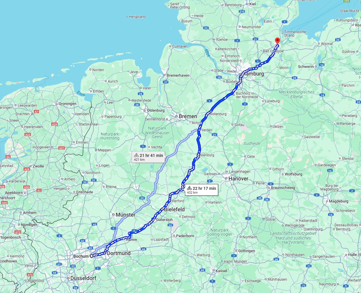 Anreise von Bochum Zu Lübeck Über 
